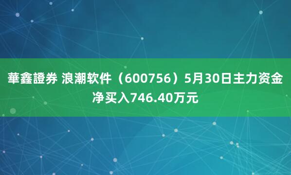 華鑫證券 浪潮软件（600756）5月30日主力资金净买入746.40万元