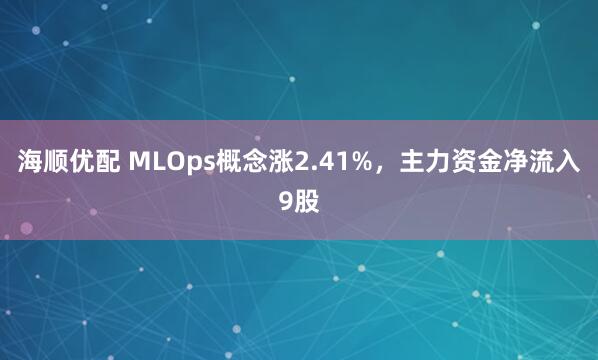 海顺优配 MLOps概念涨2.41%，主力资金净流入9股