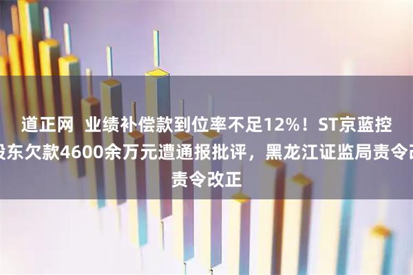 道正网  业绩补偿款到位率不足12%！ST京蓝控股股东欠款4600余万元遭通报批评，黑龙江证监局责令改正